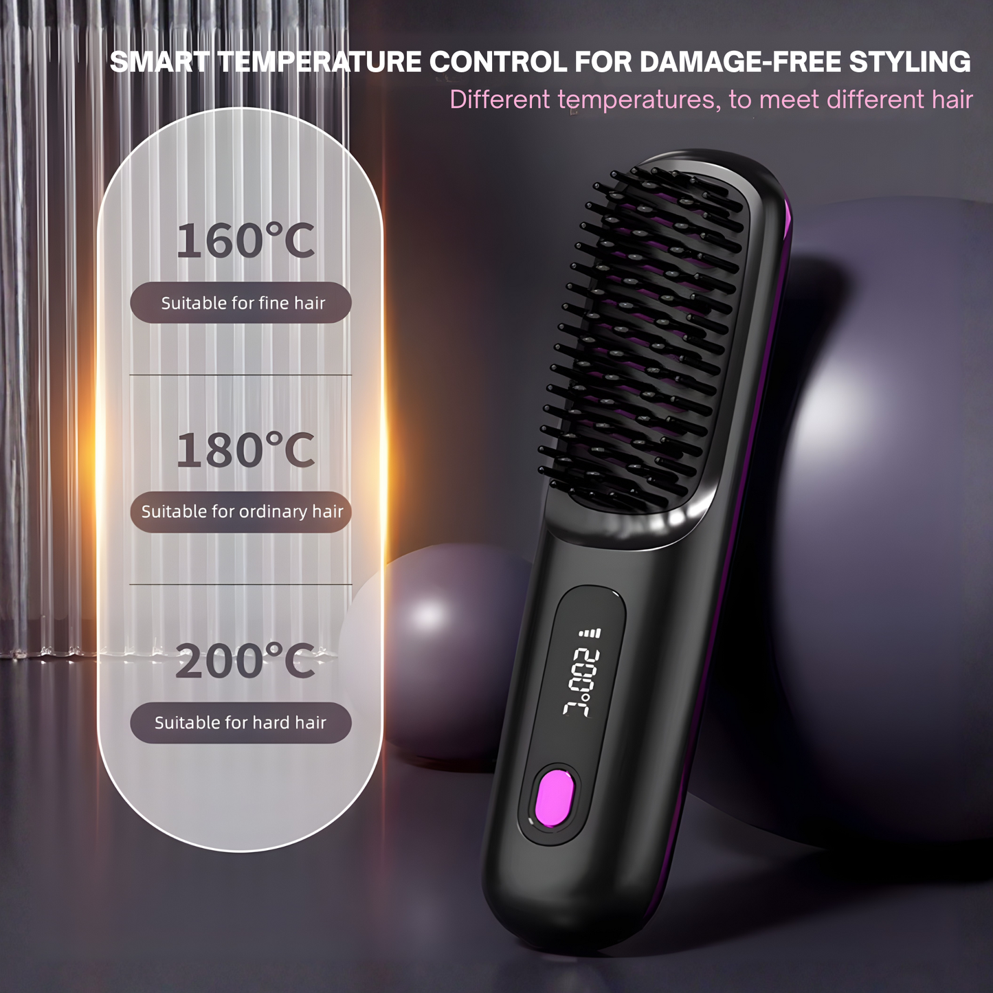 Portable Hair Brush Straightener