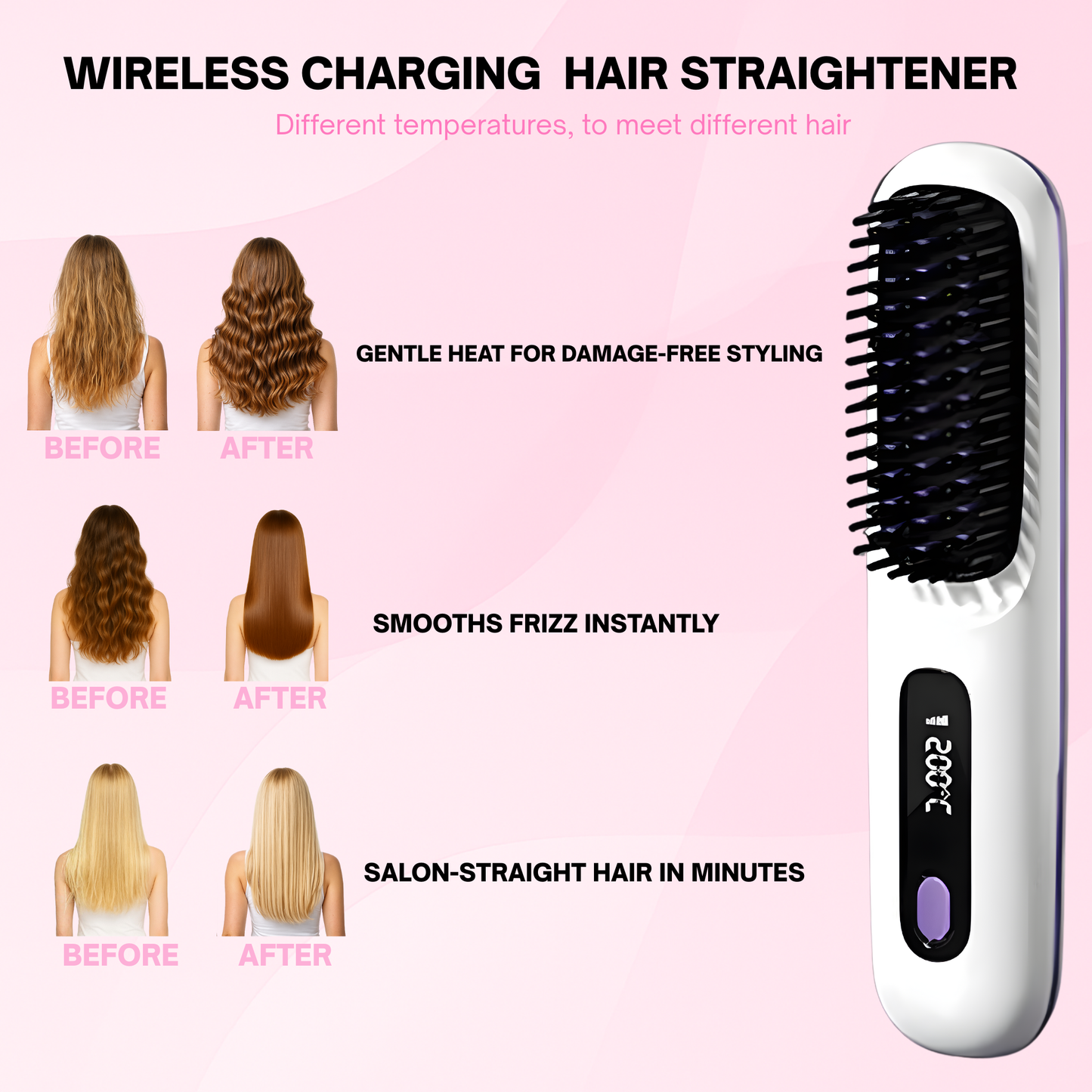 Portable Hair Brush Straightener